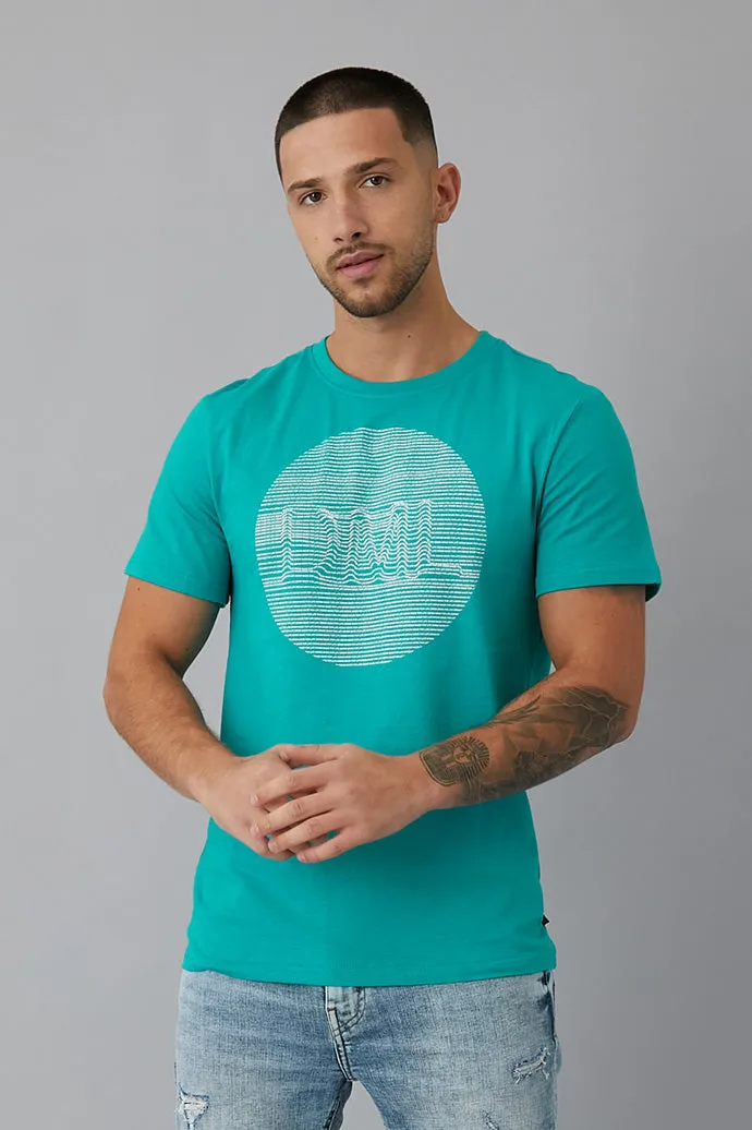 Milo Printed crew neck t-shirt in Jade