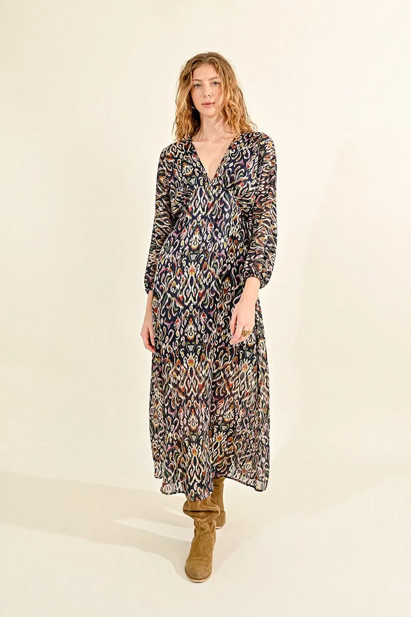 Molly Bracken Long Boho Print Midi Dress