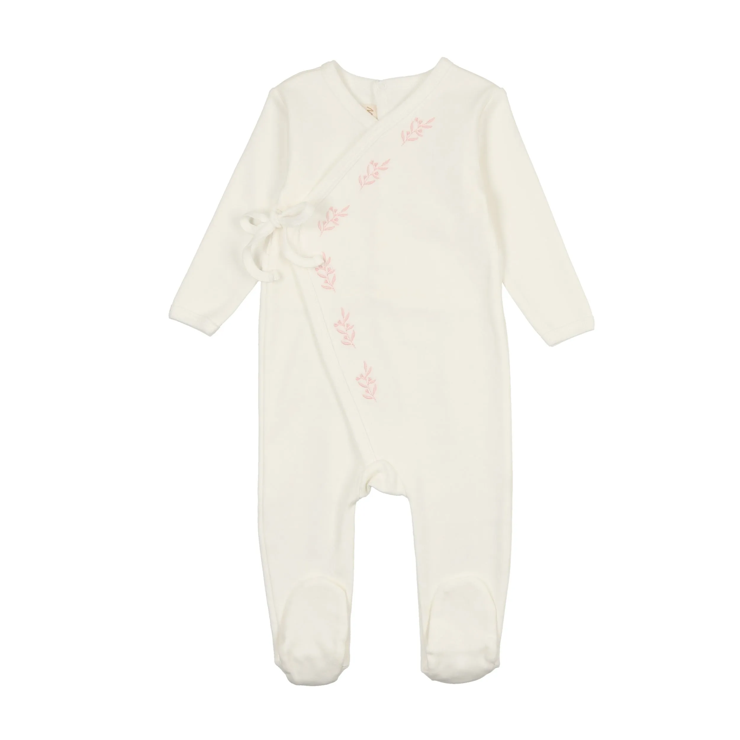 Mon Tresor Baby Embellished Wrap Footie Ivory & Pink