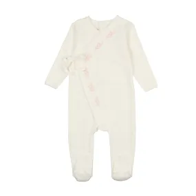 Mon Tresor Baby Embellished Wrap Footie Ivory & Pink