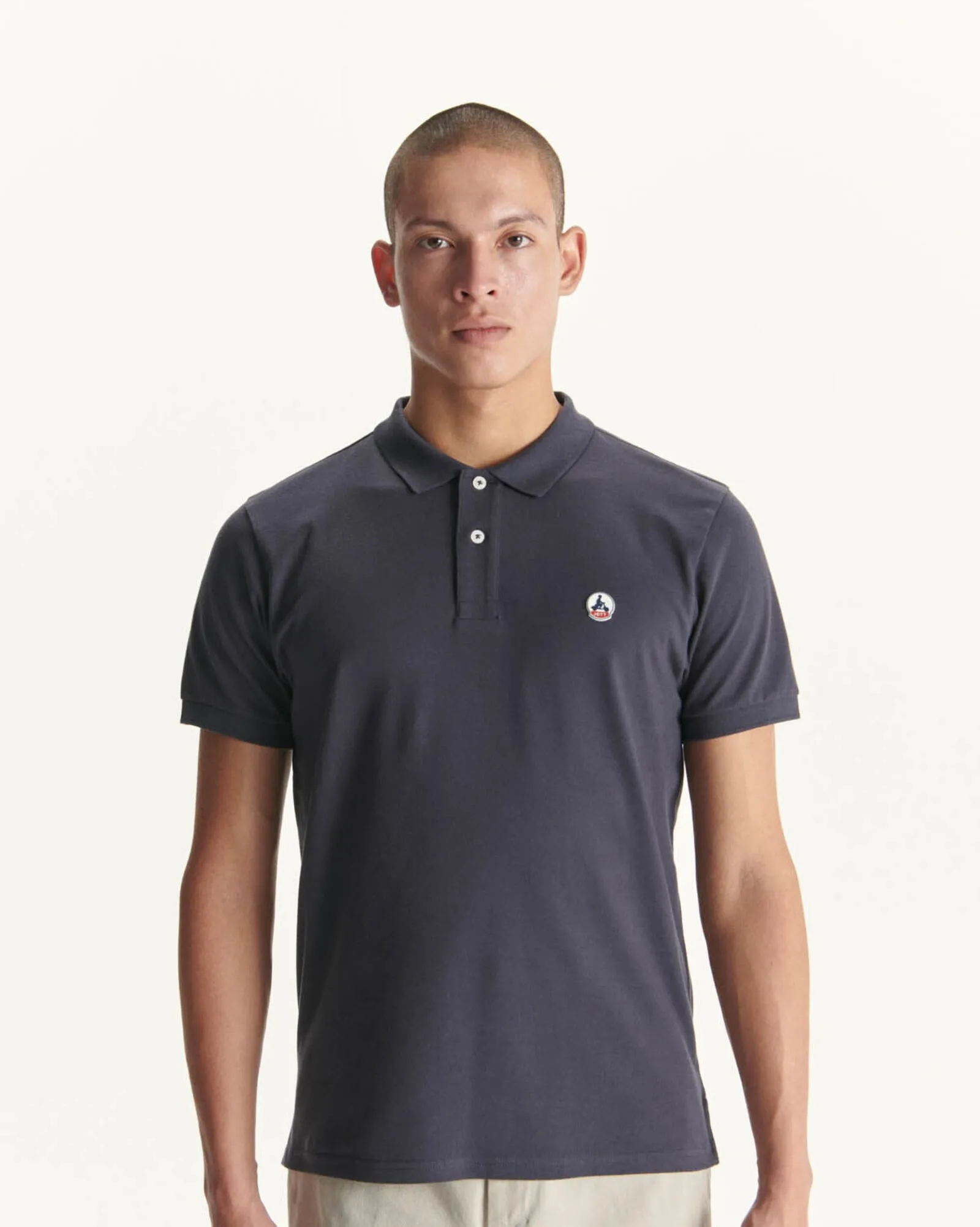 Navy Marbella organic cotton polo shirt