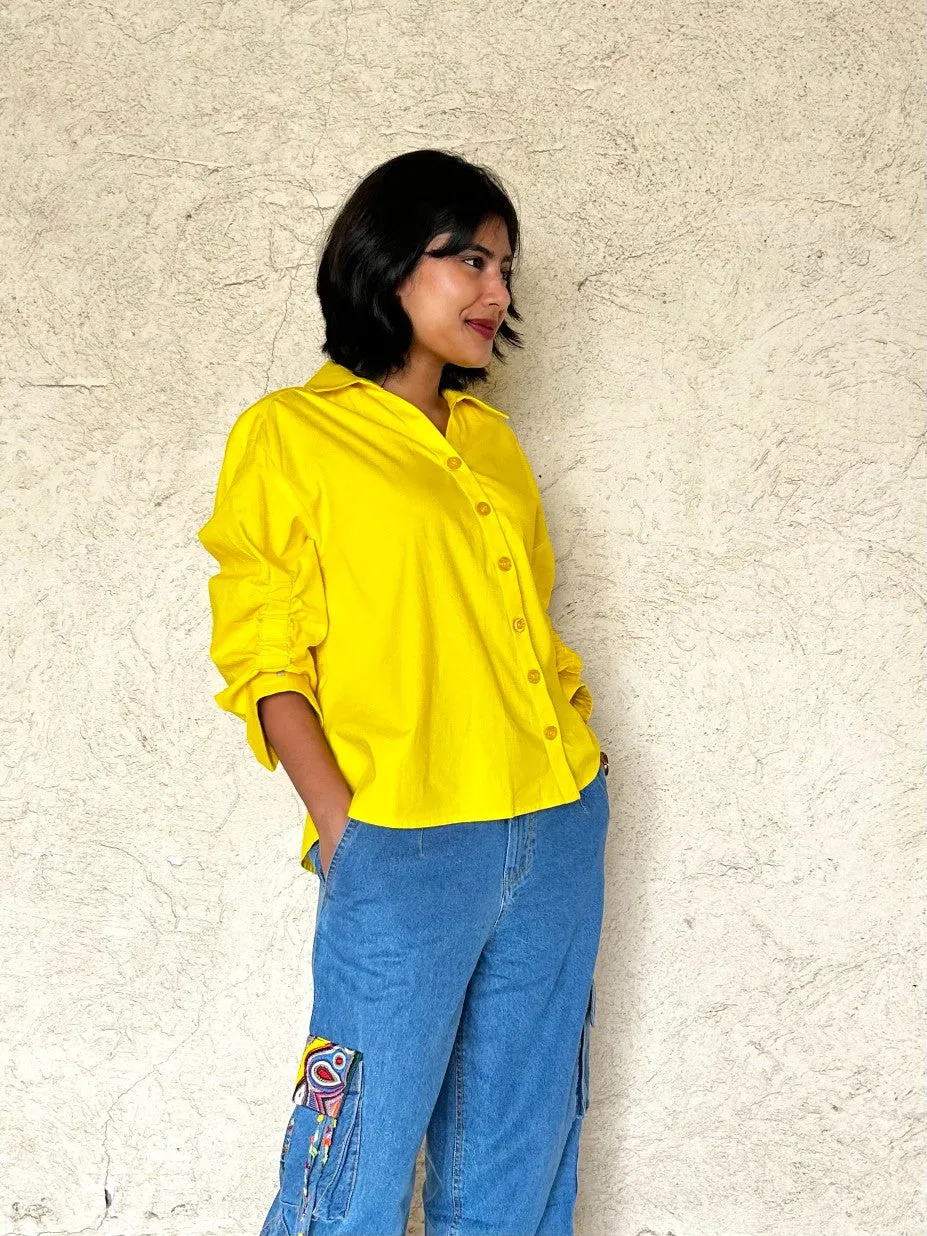 NEON YELLOW RUCHED SHIRT