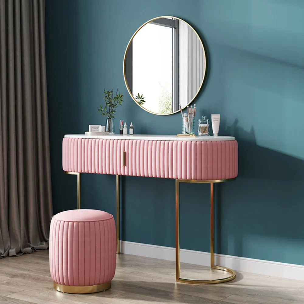 Nexa Dressing Table With Ottoman In Stainless Steel - Gold