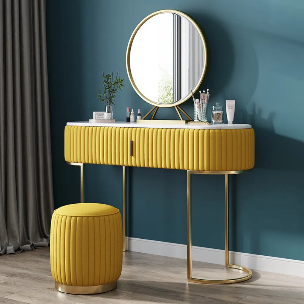 Nexa Dressing Table With Ottoman In Stainless Steel - Gold