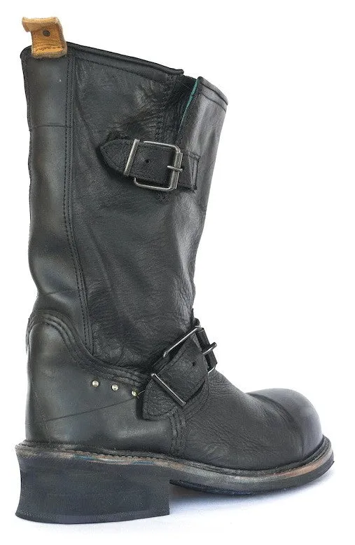 No.0002 INTERSECTION steel toe biker boot Black