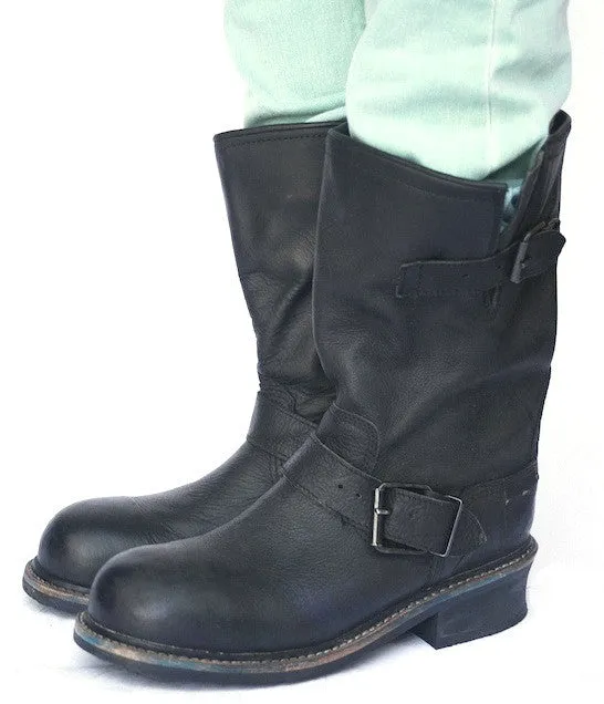 No.0002 INTERSECTION steel toe biker boot Black