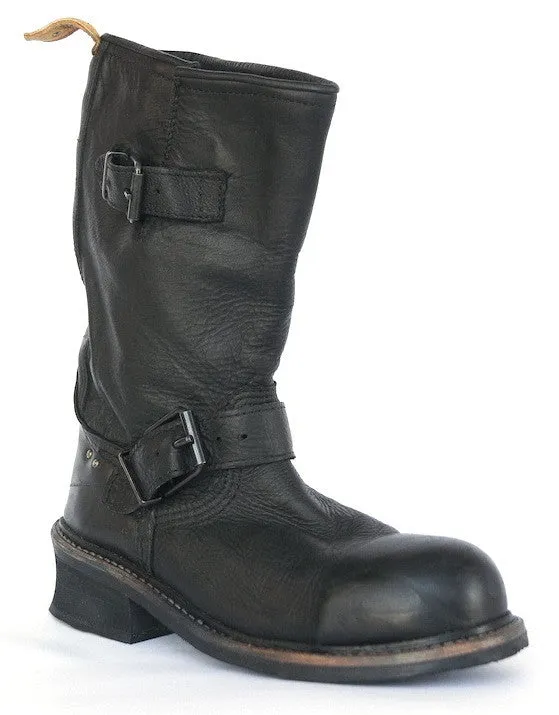 No.0002 INTERSECTION steel toe biker boot Black