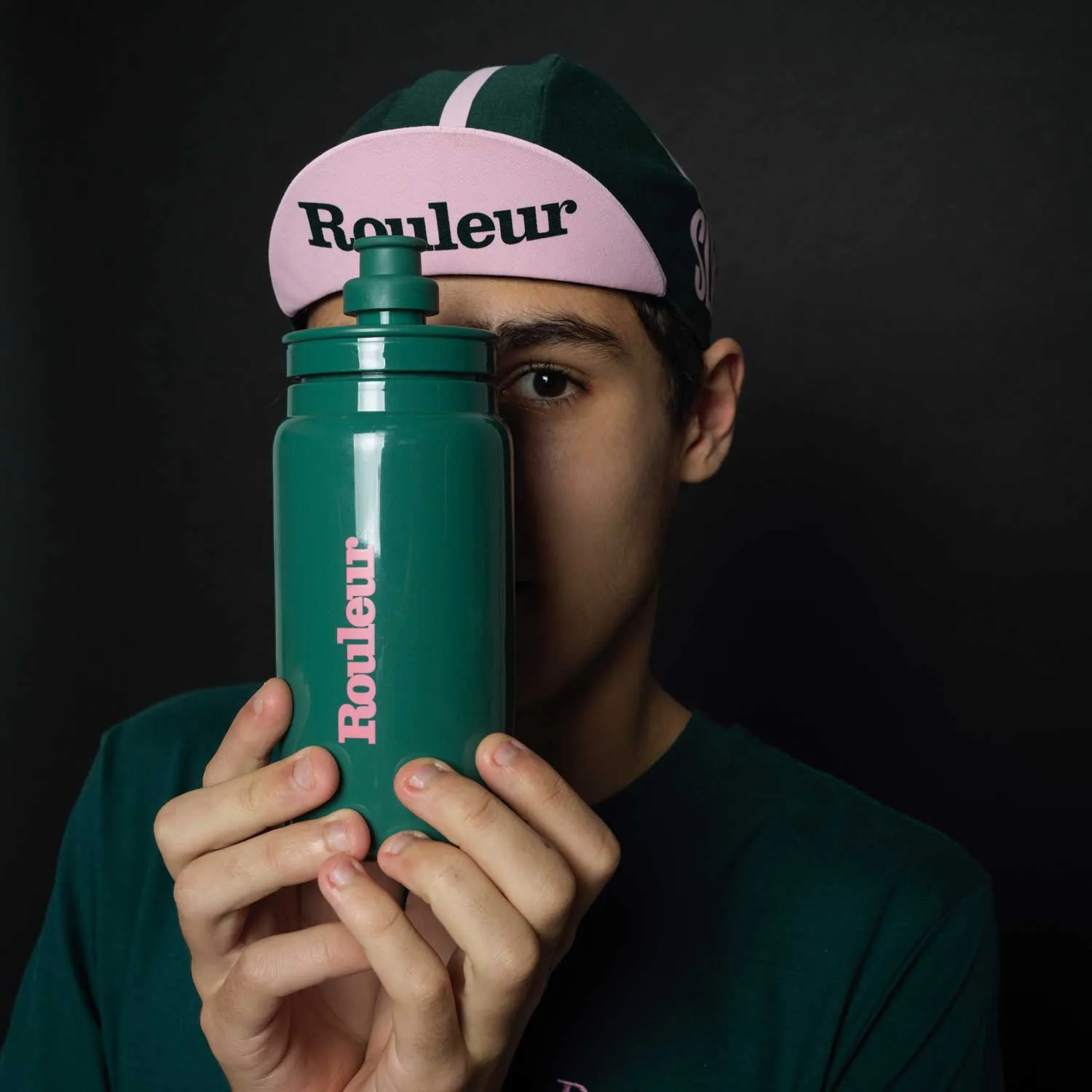 Rouleur Water Bottle Bidon - Green   Pink