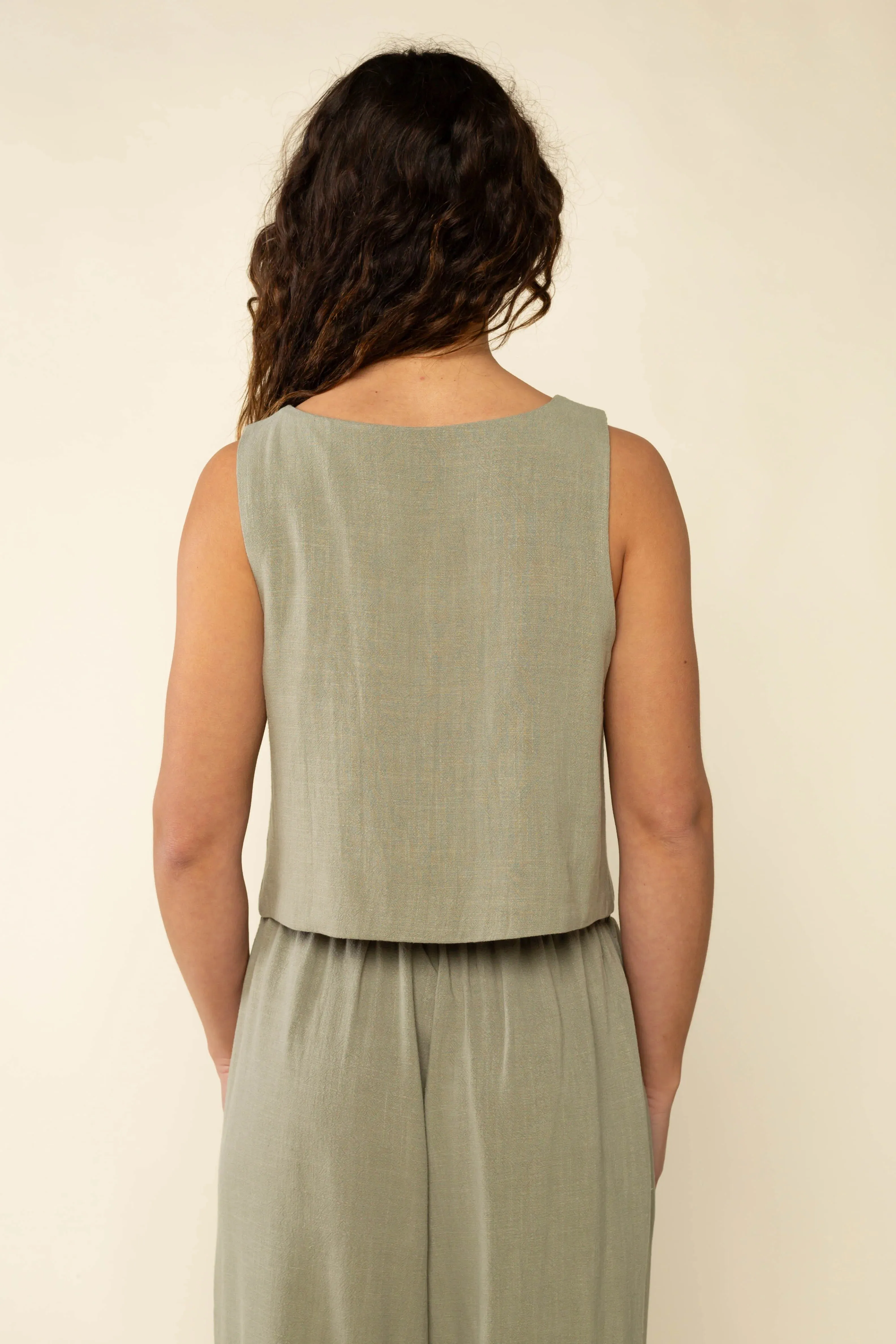 Sage Green Square Neck Vest Top by NLT