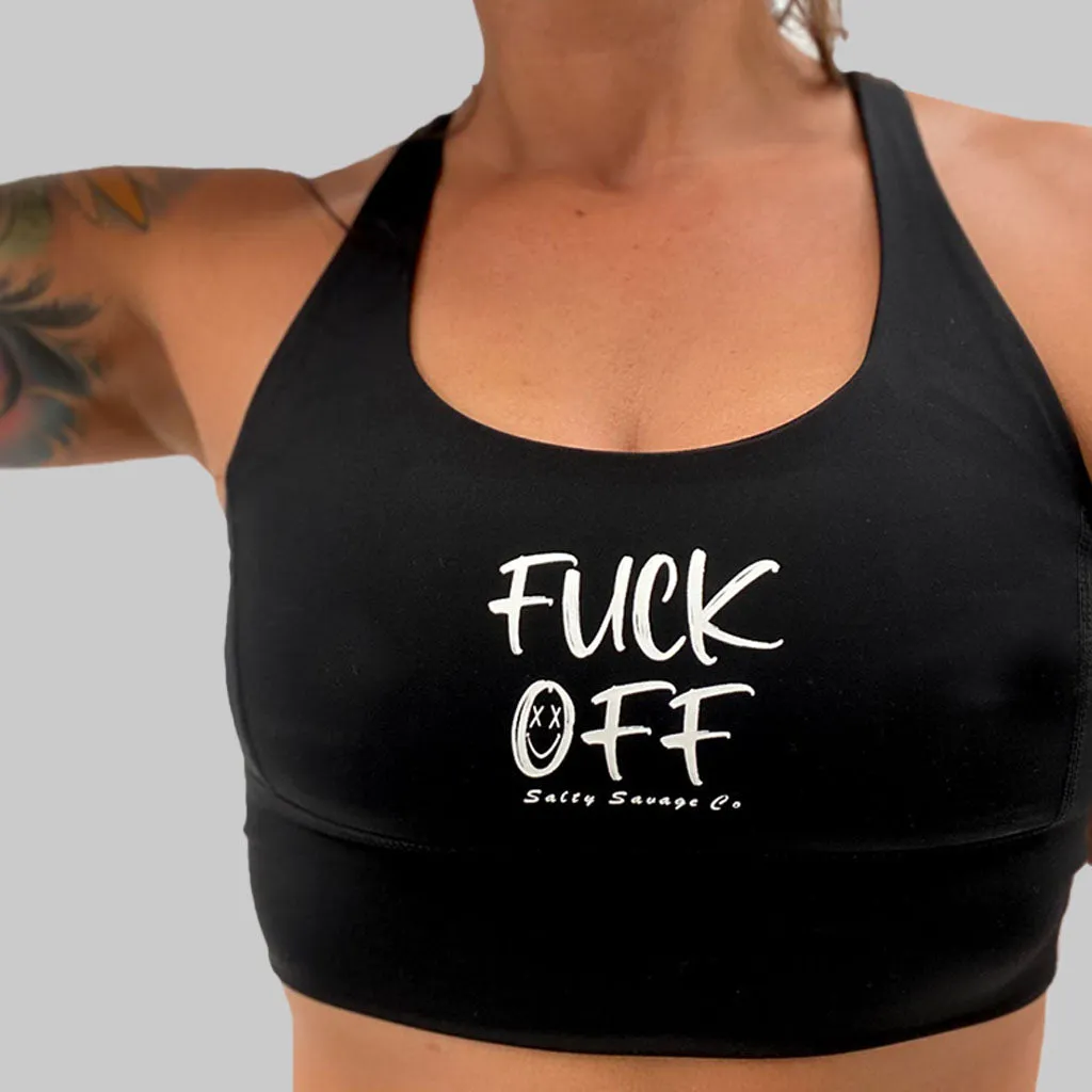 Salty Savage Ladies "Fuck Off" X Back Sports Bra | Cocoa Beach Performance