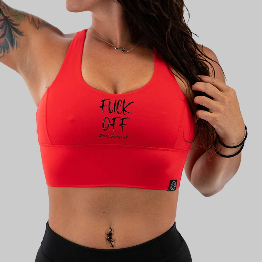 Salty Savage Ladies "Fuck Off" X Back Sports Bra | Cocoa Beach Performance