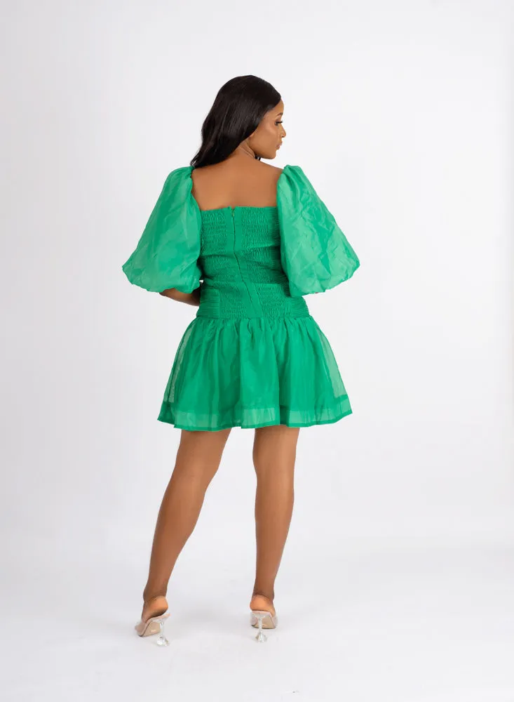 SHIRLEY CUTOUT DRESS- GREEN