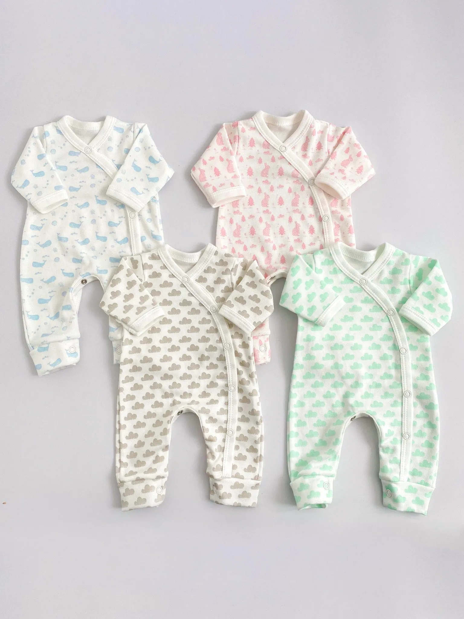 Sleepsuit, Mint Cloud, Premium 100% Organic Cotton