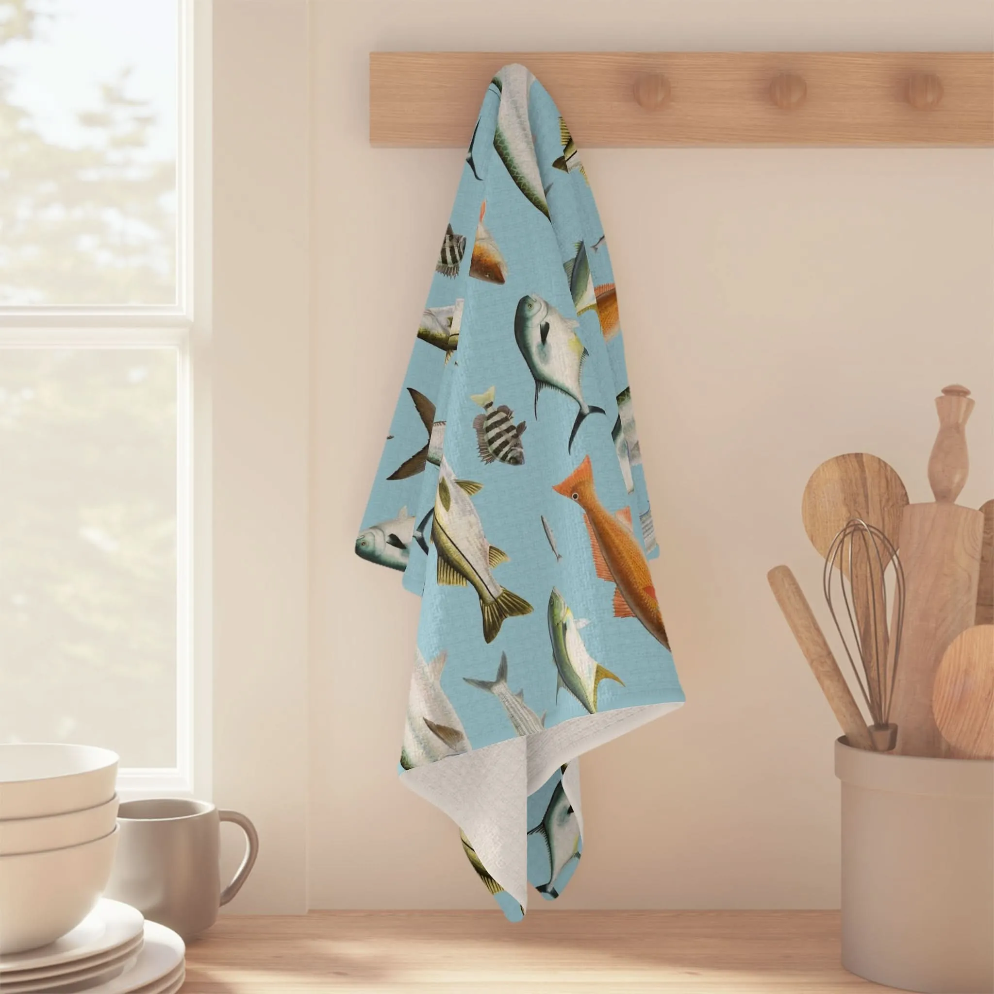 Southern Flats Fish Blue Soft Kitchen Towel