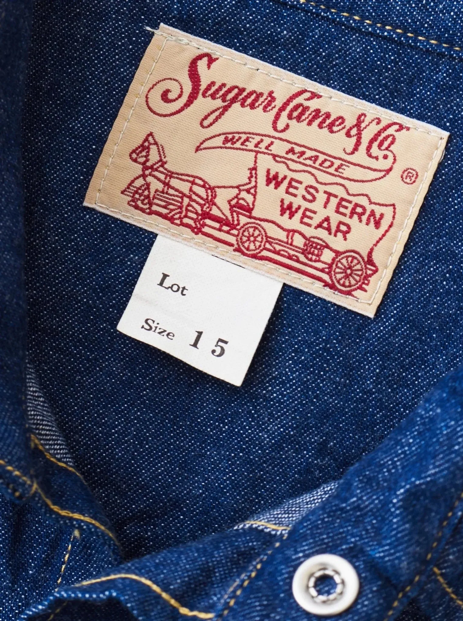 Sugar Cane, Western Shirt Denim, One Wash