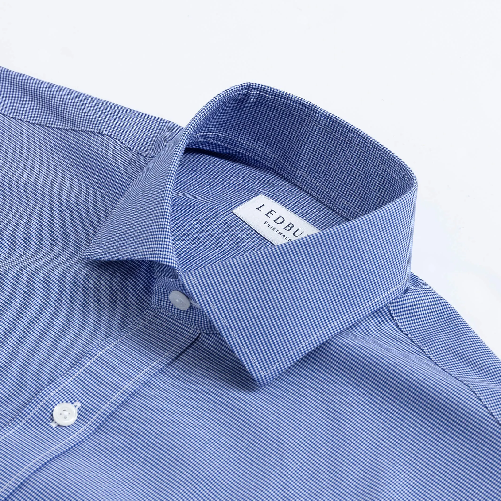 The Deep Blue Kent Micro Gingham Custom Shirt