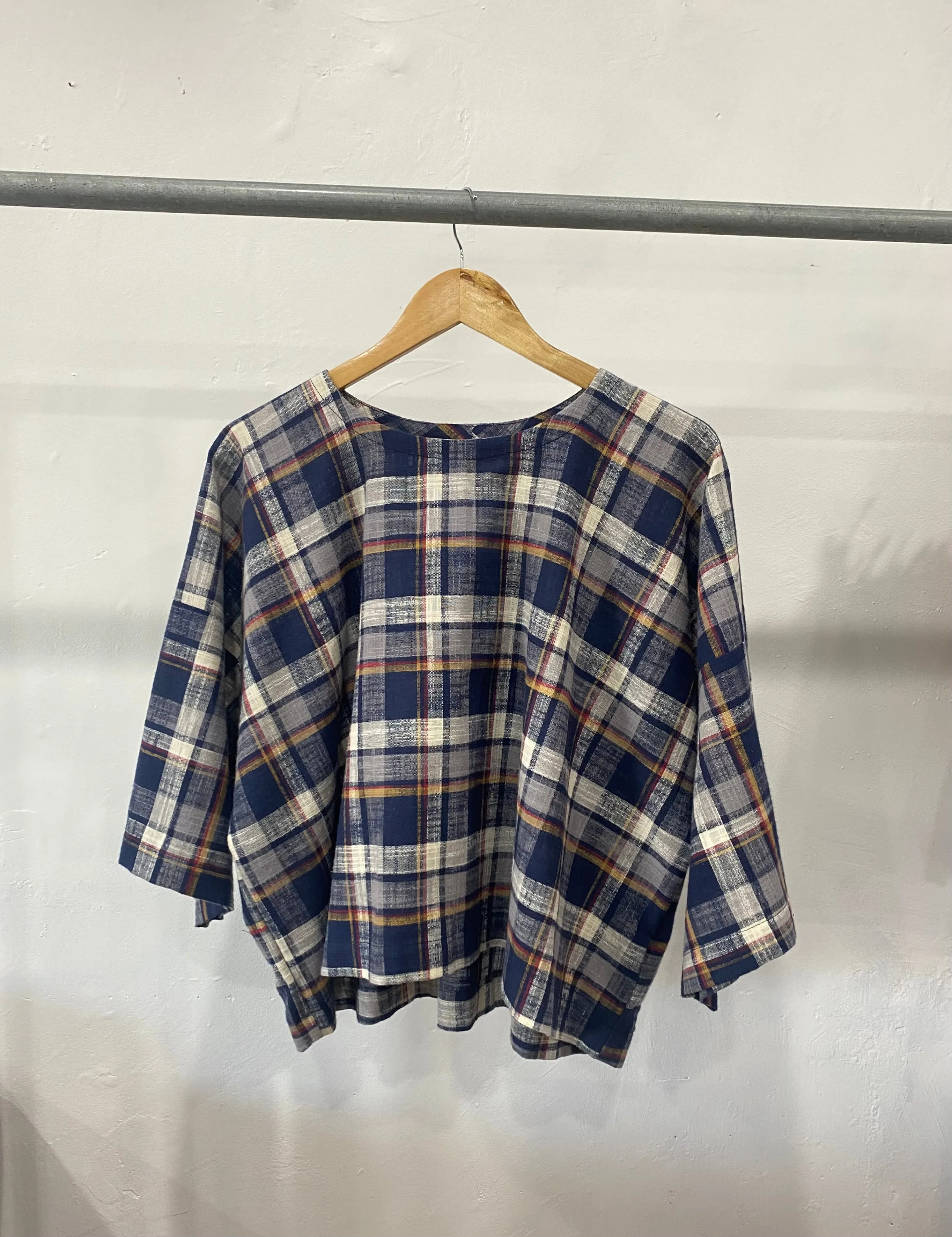 Tito Crop Top- Navy Plaid by Papa Clothing