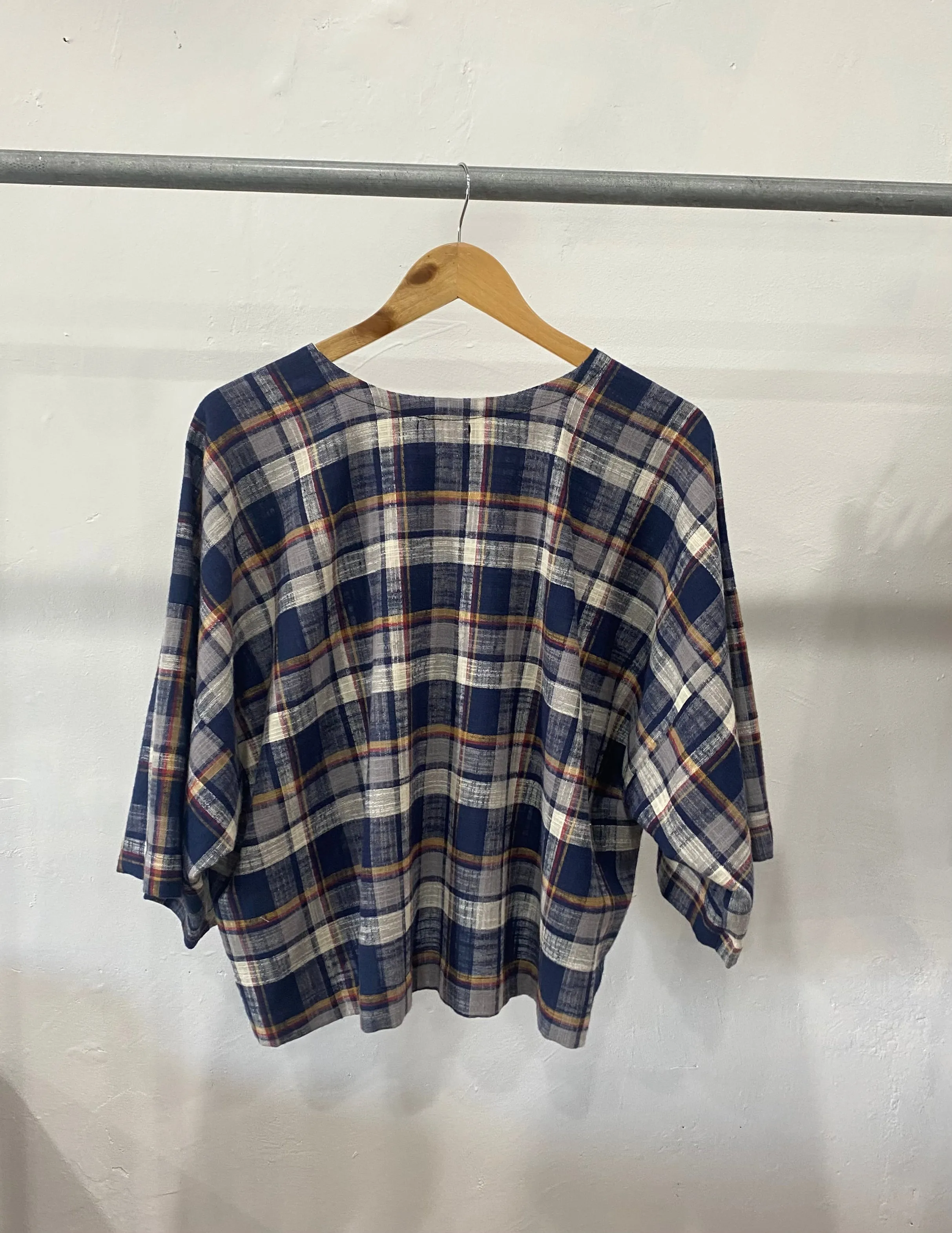 Tito Crop Top- Navy Plaid by Papa Clothing