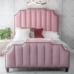 Urban Upholstered Bed with Storage in Pink Suede