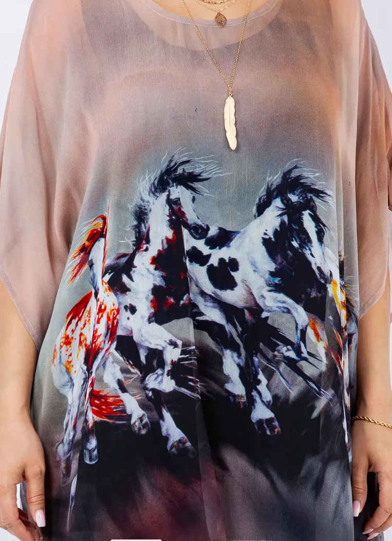 Wild Horses Rolling Stones Boho Hippie Chic SML-6X 