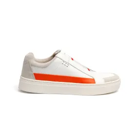 Women's Queen White Orange Leather Sneakers 94291-020